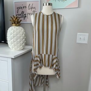 ZARA Woman Asymmetrical Striped Blouse Top Size Small